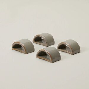 SET OF 4 STONEWARE HALFCIRCLE NAPKIN RINGS  SAHARA or BISQUE